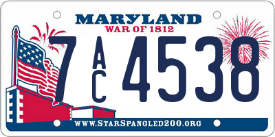 MD license plate 7AC4538