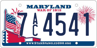 MD license plate 7AC4541