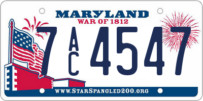 MD license plate 7AC4547