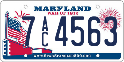 MD license plate 7AC4563