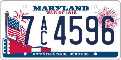 MD license plate 7AC4596
