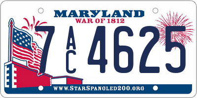 MD license plate 7AC4625