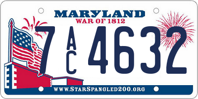 MD license plate 7AC4632