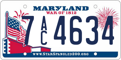 MD license plate 7AC4634