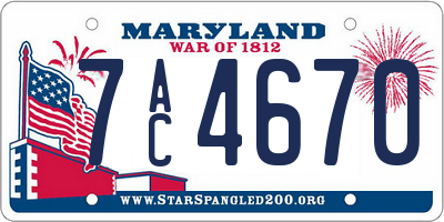MD license plate 7AC4670