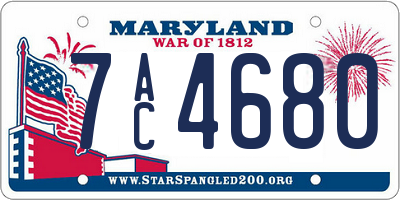 MD license plate 7AC4680