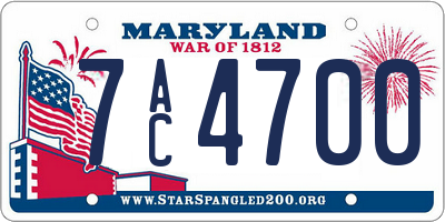 MD license plate 7AC4700