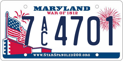 MD license plate 7AC4701
