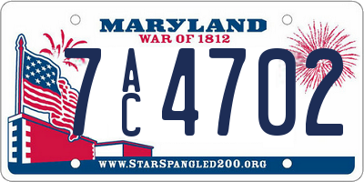MD license plate 7AC4702
