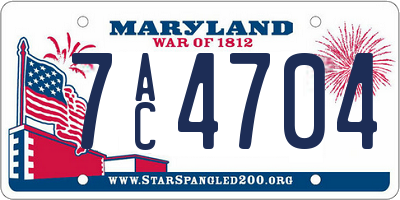 MD license plate 7AC4704