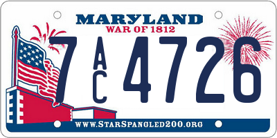 MD license plate 7AC4726