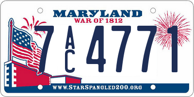 MD license plate 7AC4771
