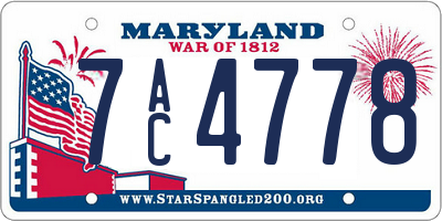 MD license plate 7AC4778