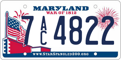 MD license plate 7AC4822