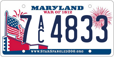 MD license plate 7AC4833