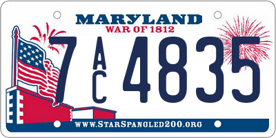 MD license plate 7AC4835