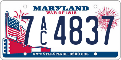 MD license plate 7AC4837