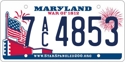MD license plate 7AC4853