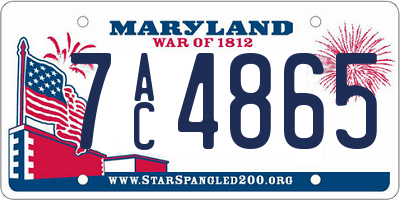 MD license plate 7AC4865