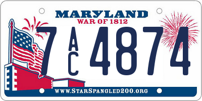 MD license plate 7AC4874