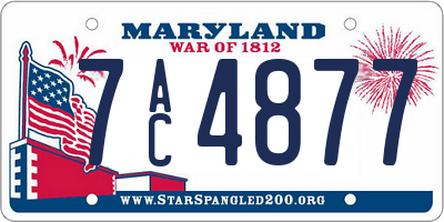 MD license plate 7AC4877