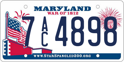 MD license plate 7AC4898