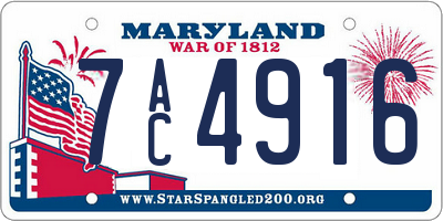 MD license plate 7AC4916