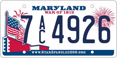 MD license plate 7AC4926