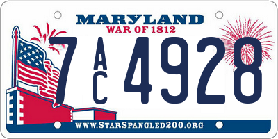 MD license plate 7AC4928