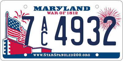 MD license plate 7AC4932