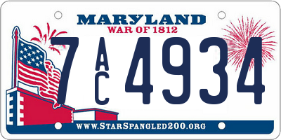 MD license plate 7AC4934
