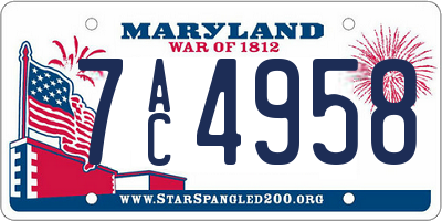 MD license plate 7AC4958