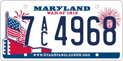 MD license plate 7AC4968