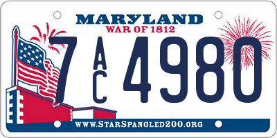 MD license plate 7AC4980