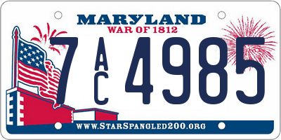 MD license plate 7AC4985