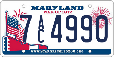 MD license plate 7AC4990