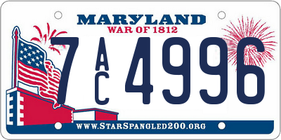 MD license plate 7AC4996