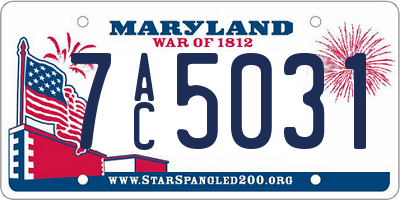 MD license plate 7AC5031