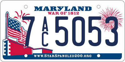 MD license plate 7AC5053