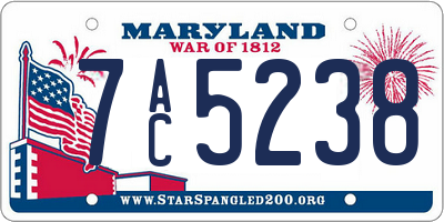 MD license plate 7AC5238