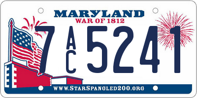 MD license plate 7AC5241