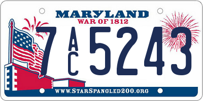 MD license plate 7AC5243
