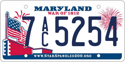 MD license plate 7AC5254