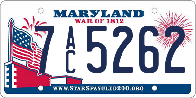 MD license plate 7AC5262