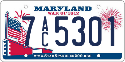 MD license plate 7AC5301