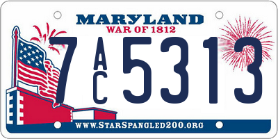 MD license plate 7AC5313