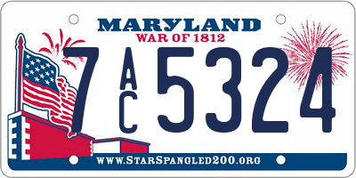 MD license plate 7AC5324
