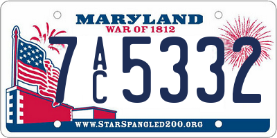 MD license plate 7AC5332