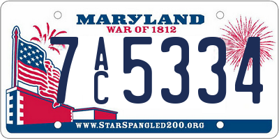 MD license plate 7AC5334
