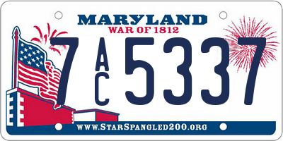 MD license plate 7AC5337